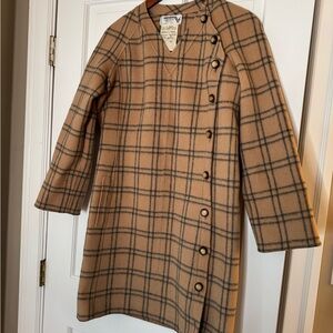 Valentino Boutique Beige and Black Checkered Coat Dress, VINTAGE